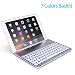 Produktbild OBOR Aluminiumlegierung iPad Pro 9.7 Tastaturkoffer - 7 Farben Hintergrundbeleuchtung Flip Wireless Bluetooth Tastatur Schutzhülle für iPad Pro 9.7'' und iPad Air 2 (Silber)