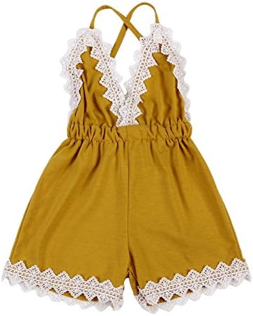 Baby Girls Infant Lace Sleeveless Rompers V-Neck Backless Jumpsuit Sunsuit