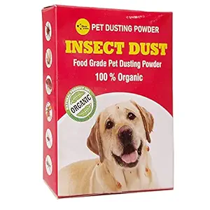 Insect Dust - 100% Organic Food Grade Pet Dusting Powder (100 g) | for Cattles Dogs, Cats, Poultry, Rabbit, Horse | Controls Fleas, Tick, Lice, Mites