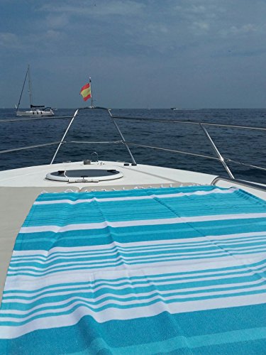 Hamamtuch 'Melodi' | Hamam Badetuch, Strandtuch xxl | Größe 100 x170cm oder 150x210cm | Hochwertige Qualität, sehr weich | 100% Baumwolle | Original nur von ZusenZomer (150x210 cm, Meeresgrün mit weiß)