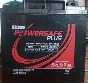 Exide 12V 26AH PowerSafe Sealed UPS Solar Battery (Black)