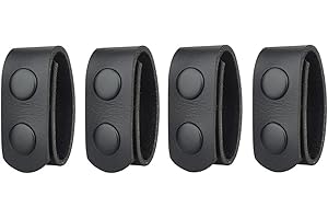 HOUSON 4 Pack Leather Tactical Duty Belt Keeper, Brown Military Belt Accessory with Molle Removal Buckle