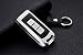 Produktbild [m. jvisun] Auto Fernbedienung Keyless Entry Key Cover Fall FOB Haut für 3 Tasten Mitsubishi Motoren Fortis Lancer EX Outlander ASX, Flugzeug Aluminium Shell Echt Leder mit Schlüssel Kette