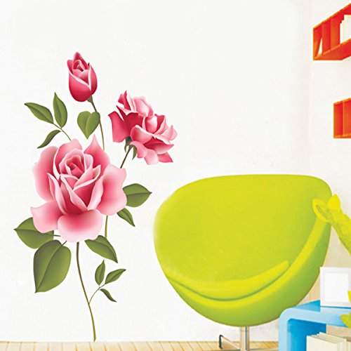 SMART LEGEND Abnehmbare Wandsticker Wandtattoo Größe: 70cm*50cm Fashion Home-Dekoration-Aufkleber Blume Wohnzimmer elegant Blüte - 2