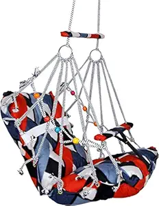 Baby Swing Khel Khilona Swing for Kids Baby's Children Folding and Washable 0-3 Years with Safety Belt Garden Jhula for Babies for Indoor Outdoor-Multi Colour