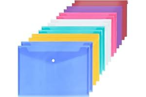 OJUSSA 14 Pcs A4 Plastic Wallets File Folders Stationary Document Folders with Button
