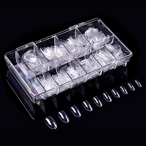 Lillyarn 500pcs Round Full Cover Clear Color False Nails Fake Nail Art Tips 10 Sizes with box