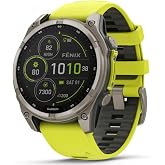 Garmin fenix 8 47 mm, Solar, Sapphire Titanyum, Amp Sarı/Grafit Silikon Kayışlı, Akıllı Saat