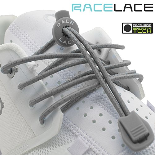 No Label Lacets élastiques - Lacets sans noeuds pour les baskets | Laces pour le Triathlon Pour garder le rythme | Lacets Lock auto-bloquants pour enfants & seniors | 9 couleurs disponibles (Gris)