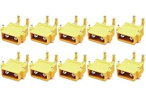 SPARKHOBBY 10 pièces / 5 Paires xt30pw mâle Femelle connecteur Carte PCB 2mm Banane tête dorée Angle Droit connecteur Horizontal pour modèle rc (10PCS XT30PW-M)