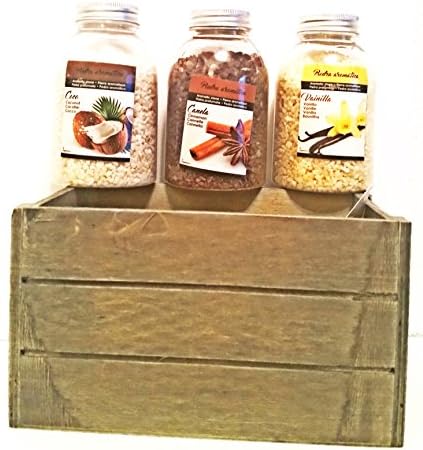 3 Sand Air Fresheners Aromatica Decorative Granulate, Large, Vanilla Fragrance Coconut and Cinnamon (600 gms C/U) + Decorative Wooden Box