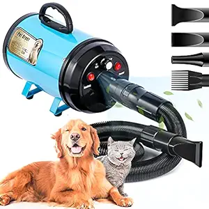 Upgraded Dog Dryer Dog Blow Dryer Dog Hair Dryer 3.2HP Stepless Adjustable Speed Pet Hair Force Dryer Dog Grooming Blower with Heater Dog Quick-Drying