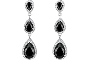 TOFBS Teardrop Dangle Earrings for Women Girls Crystal Cubic Zirconia Drop Hanging Earrings Hypoallergenic Trendy Statement Fashion Wedding Birthday Jewelry Gifts