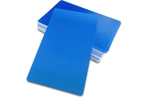 Ebamaz 50PCS Thick 0.45mm Matte Black Finish Aluminum Metal Business Cards Blanks 3.4 X2.13 inch for Customer Laser Engraving (Blue,Blank)