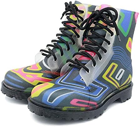 Round head Non-slip Martin Rain boots Fashion Lace Hiking boots , camouflage graffiti , 39