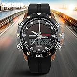 Herren Militär Dual Time Solar Power Zonen Slide Rule Silikon Band Sport Armbanduhr