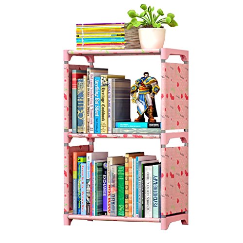 Creative Thicken Non-woven Fabric Shelves Simple 3-tier Bookshelf Combined Bookcase Pink Lucky Cherry Color Collation Frame