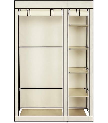 Penderie Tissu COSTWAY 172cm - Armoire De Rangement Zippée Avec étagère Grise