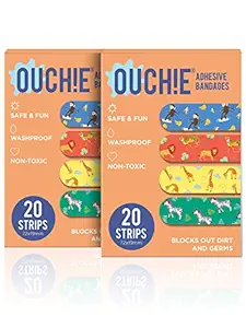 Aya Papaya Ouchie Non-Toxic Printed Bandages Combo Set Of 2 (2 X 20= 40 Pack )- (Orange)