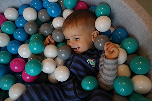 Bällebad Ballpool Kugelbad Bällchenbad Bällchenpool Kinder Pool mit 300 Bällen (Farbe der Bälle: weiß,grau, türkis) - 3