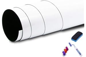 EZOON Autocollant mural souple pour tableau blanc de 0,6 mm, en PET magnétique, effaçable à sec, multifonction, pour bureau, école, maison, réfrigérateur - 45 x 30 cm