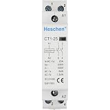 Heschen Contacteur 4 Pôles Normalement Ouverts CT1-25 - Bobine 24V AC/DC - Pour Rail DIN 35 Mm - Certifié CE