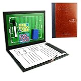 Uso Conveniente: La carpeta táctica es una ayuda valiosa para todos los entrenadores de fútbol de cualquier categoría para la aplicación de tácticas y estrategias de fútbol Hecho de cuero negro, es elegante sintética. Incluye un tablero magnético, imanes, plumas y papeles.