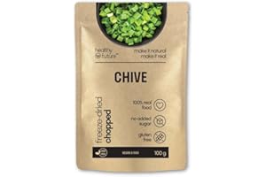 Healthy Future Freeze Dried Chive Lyophilised Chopped Herb Not Irradiated 100% Natural Vegan Kosher Snack Free from Gluten Sulphur Preservatives GMO No Added Sugar 25g
