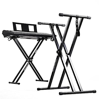 Duronic KS2B Support pour synthétiseur/clavier avec vis et sangles de fixation –Hauteur réglable - Léger – Supporte 30 kg