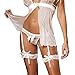 Produktbild MDenker Damen Babydoll Erotische Dessous Lingerie offen vorne Pijama Hemd charmantes Dessous-Set aus elegantem Negligee mit edlen Push-up-Cups mit Bügeln