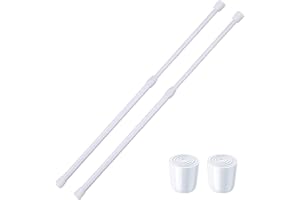 HILLHOME 2 Pack Small Tension Rods 26 in to 39 Curtain Rods Window Rods in Extendable Width Spring Cupboard Bars for Kitchen Utensils, Closet, and Cabinet, Fit in The Spaces to Stay Up