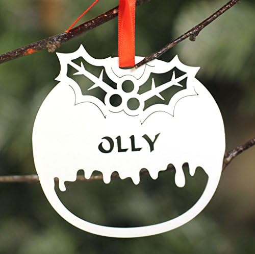 Personalised Custom White Christmas Pudding Christmas Tree Bauble Festive Decoration Ornament Decorations Best Balls Personalise Name with Handmade Xmas .n. – Speedy Despatch Fast & Free UK Delivery