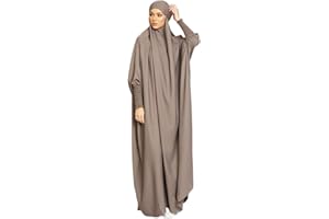 BRONG Abaya Femme Musulmane Tenue de Priere Femme Musulmane Robe de Priere 1 Piece Djellaba Femme Hijab Niqab à Manches Longues Jilbeb Vêtements