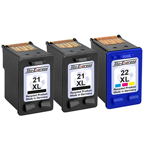 PlatinumSerie® Set 3x Druckerpatrone für HP-21 XL & HP-22 XL PSC 1410 F350 F370 F375 F380 F385 F90 F394 F4100 F4135 - 2