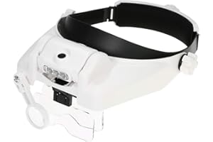 Bysameyee Lupe mit Licht für Arbeiten in der Nähe, Lupenvisier zur Kopfmontage 3 LED-Juwelierlupenlicht, 1-Fach bis 14-Fach Zoom Freisprech-Beleuchtungsglas-Headset zum Lesen, Nähen, Reparieren Uhren