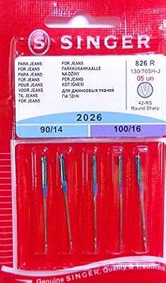 Singer 5 Aiguilles pour machine à coudre singer 2026 épaisseur 90/100/14 et 16 pour jeans 130/705 h-j