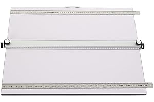 Lfhelper A2 Zeichenbrett, 60x45cm Professionelles Zeichenplatte mit Paralleler Bewegungsstange und 2 Druck Streifen, Tragbare Zeichentisch mit Stützbeine für Architekten, Ingenieur und Studenten