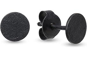 BEATE STOHR Earrings 925 Silver | Real Handmade Stud Earrings, Black Round 6 mm Ice Matt | Perfect Gift for Women, Men, Girls | Small Silver Earrings Set Black | Women’s Black Earrings