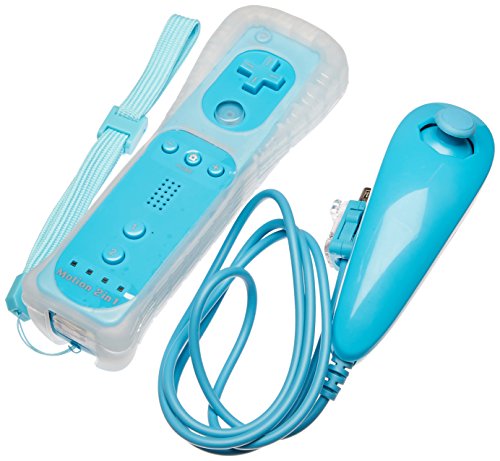 Preisvergleich Produktbild Remote+Nunchuk Controller Motion Plus kompatibel mit Wii Blau