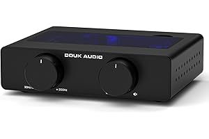 DOUK AUDIO Amplificateur stéréo Douk A5 avec puces TPA3255, amplificateur Class D Filtre Passe-Haut, Mini amplificateur pour Haut-parleurs d’étagère de Bureau
