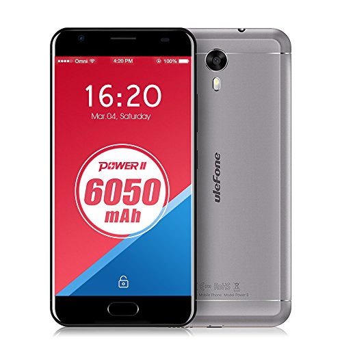 Preisvergleich Produktbild Ulefone Power 2 4G Smartphone 4GB RAM + 64GB ROM 5.5 Zoll Android 7.0 MTK6750T Octa-Core 1,5GHz 13MP + 16MP Kamera 6050mAh Akku Schnelle Aufladung Front-Touch-ID GPS Glonass Bluetooth 4.0 Dual SIM Dual Standby Schwerkraft Sensor E-Kompass -Grau