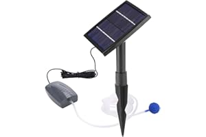 GOTOTOP Solar Powered Water Pump, Air Stone Oxygen Aerator Water Pump Garden Solar Powered Pond Oxygenator Pond Water Pump with Solar Powered Air Pump No Cost of Use