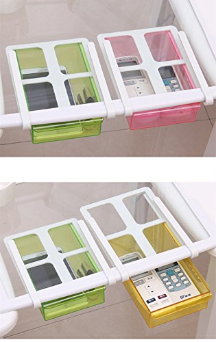 wjkuku Kühlschrank Organizer Space Saver Regal Multifunktions-Kunststoff Küche Kühlschrank Aufbewahrungsbox Gefrierschrank Regal Halter Ausziehbare Schubladen SPAC Küche Space Saver grün - 6