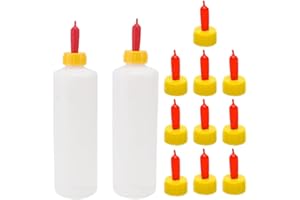 WoYous Lammmilchflasche Ziege Nippel und Flaschen Set 12 Stück Kleintiermilch Drink Pritchard Nippel 2 Stück 400ml Lammflasche Kit für die Fütterung Schaf Ziege Lamm Welpen Aufzuchtflasche (12)