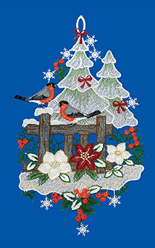 Plauner Spitze, 21 x 35 cm mit Wintervögel Weihnachten Fensterbild/Sonnenspiel - 2