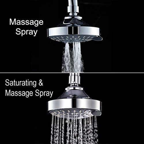 hoobest 12,7 cm Rainfall Hohe Druck Dusche Kopf, Luxus Spa-Feste Duschkopf sind Wasser Saver Modus, verstellbare Drehgelenk, 3 Spray settings-premium chrom Finish inklusive Spay (Teller - 5