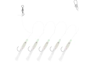 OTOTEC 15pcs Matériel de Pêche en Mer Lumineux Crochet de Tête de Poisson en Soie Multicolore Accessoires de Crochet de Plume Tête de Poisson Rougeoyant pour la Pêche en Mer