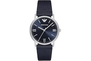 Emporio Armani Reloj Hombre, Movimiento de tres manecillas, caja de acero inoxidable plateado de 41 mm con correa de acero, AR80014