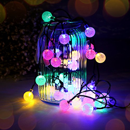 Panpany 50 LED Solar Lichterkette 7m Outdoor Lichter Multi-color Kristall Weihnachtskugel Kugel Licht für drinnen , Garten, zuhause, Rasen, Party oder Feriendekoration - 7