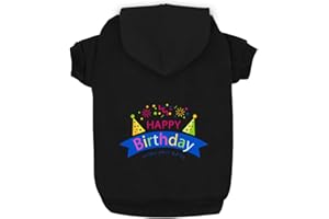 Izefia Dog Hoodie Dog Hoodies for Small Dogs Clothes Happy Birthday Gift Fleece Sweater Winter Sweat Shirt Warm Cotton Dog Hoodie for Small Dog Medium Dog Cat Black 3XL
